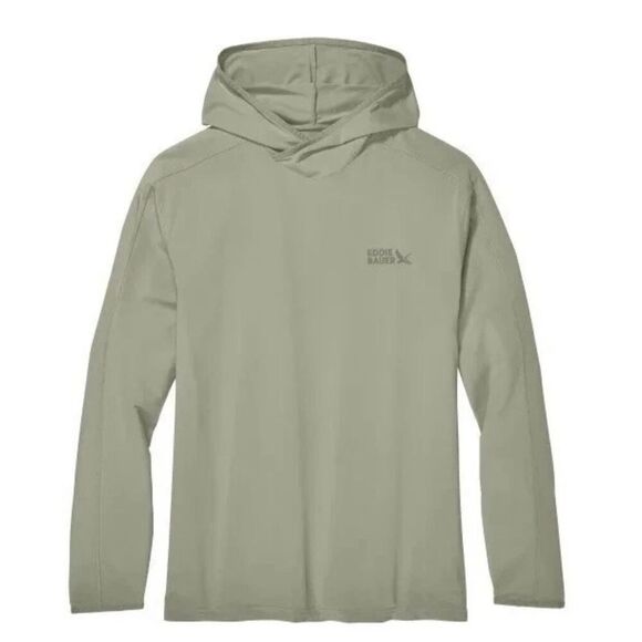 NWT EDDIE BAUER Men’s XL Performance Solarfoil Hoodie UPF 50+ Green Long Sleeves - Picture 2 of 16